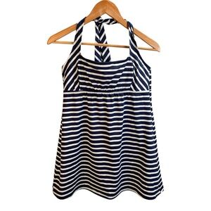 Lands End Tankini Top Women Size 8 Striped Beach Coastal Nautical Resort Swim‎